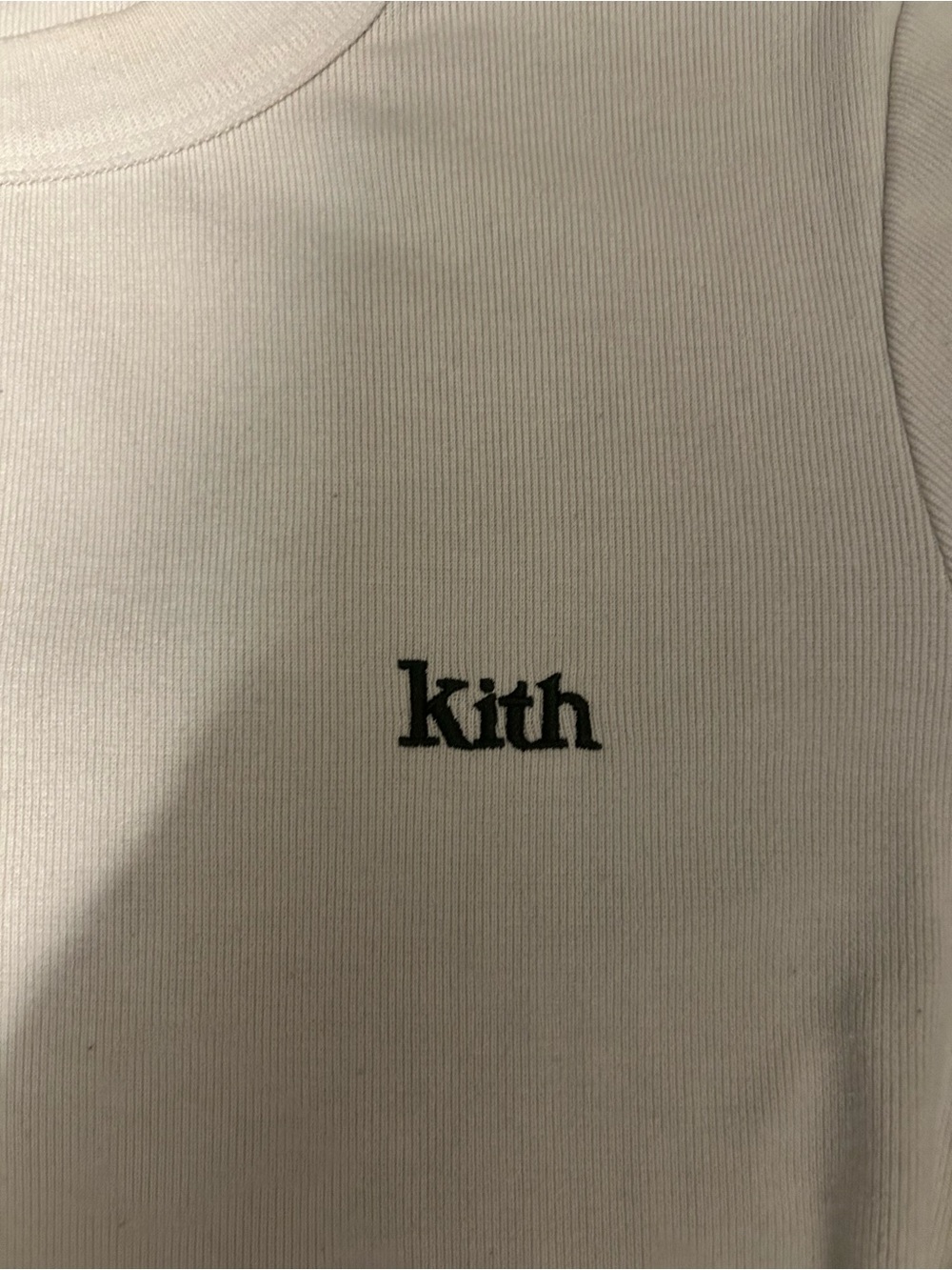 Kith Neutral Cream Crewneck Tee with Black Logo - Picture 2 of 3